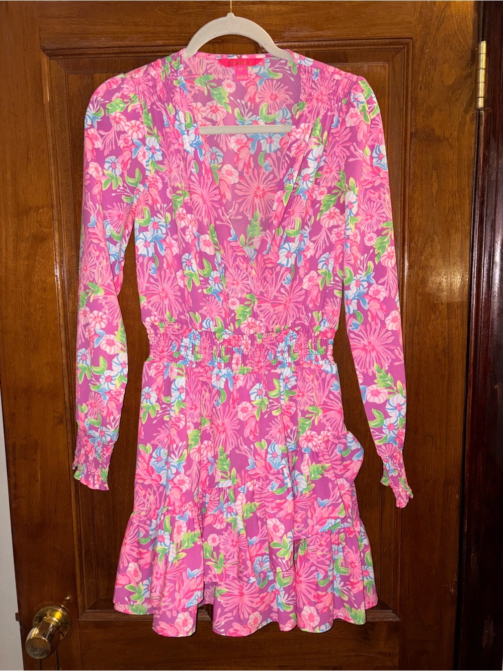 Lilly Pulitzer Pink Floral Wrap Dress with Multicolor Blooms